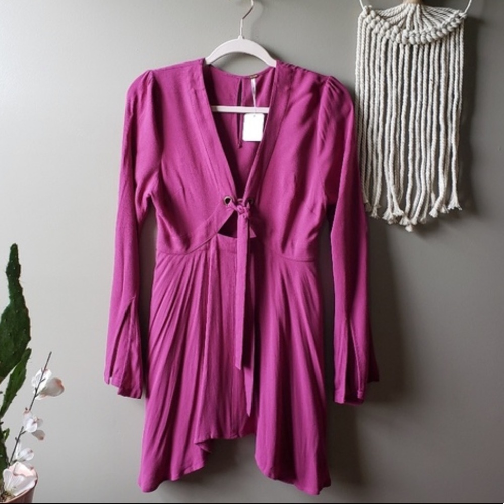 Free People Fuschia Pink Bell Sleeved Tunic/Dress